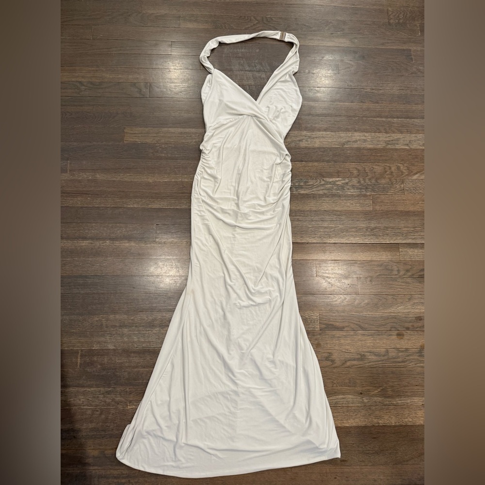 Club L Elegant White halter Maxi Dress size large‎
